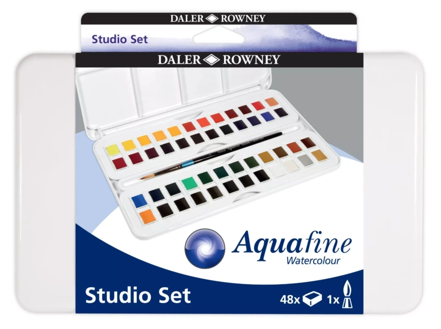 DALER ROWNEY ACUARELA AQUAFINE TRAVEL SET LATA 48 COLORES