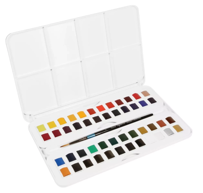 DALER ROWNEY ACUARELA AQUAFINE TRAVEL SET LATA 48 COLORES