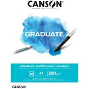 CANSON PAD GRADUATE ACUARELA A4 - 21 X 29,7 CM - 20 HOJAS - 250 GR.